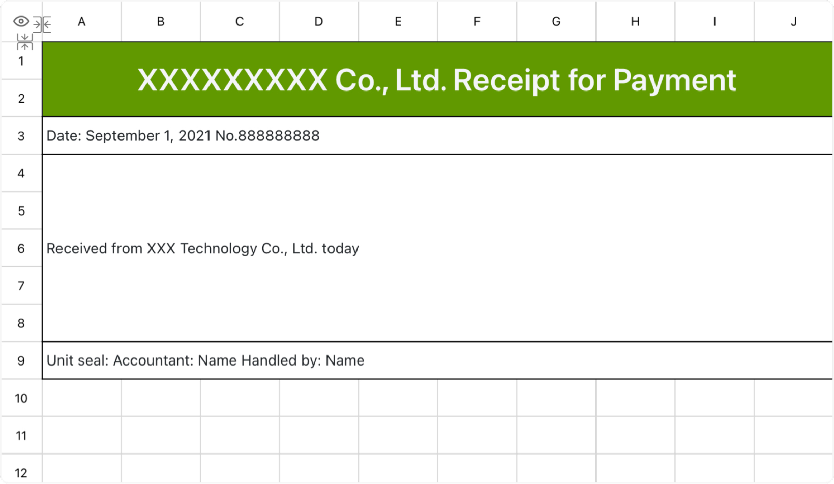 Deep green minimalist receipt for payment